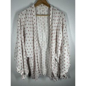 Sim & Sam Kimono Cardigan Womens Small Medium White Polka Dot Embroidered Boho